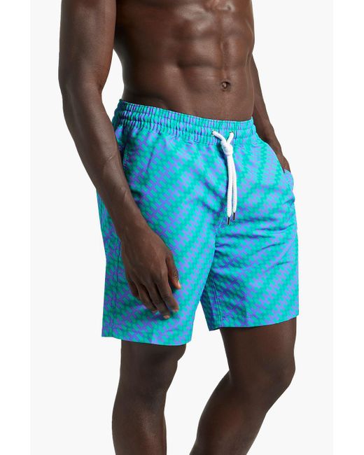 Frescobol Carioca Blue Mid-length Printed Swim Shorts for men