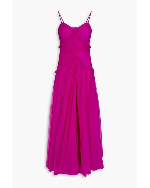 Zac Posen Pink Pleated Tulle Gown