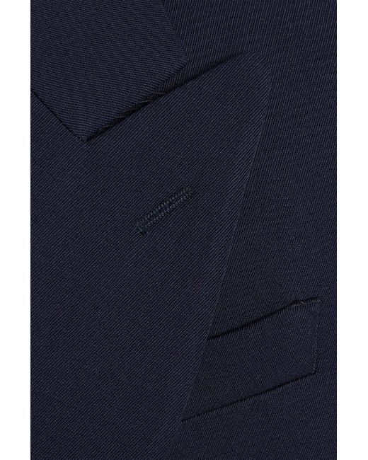 McQueen Blue Double-Breasted Wool-Twill Coat for men