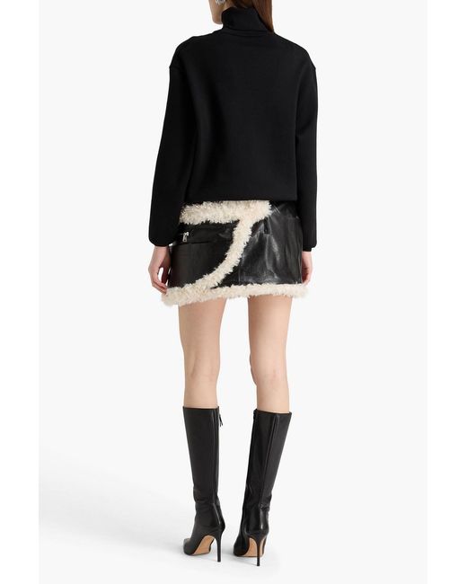 Coperni Black Plush-Trimmed Layered Mini Skirt
