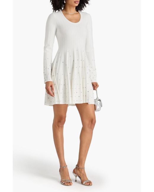 Jonathan Simkhai White Embellished Jacquard-knit Mini Dress
