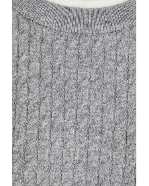 Sandro Gray Layered Cable-knit Wool And Cashmere-blend Top