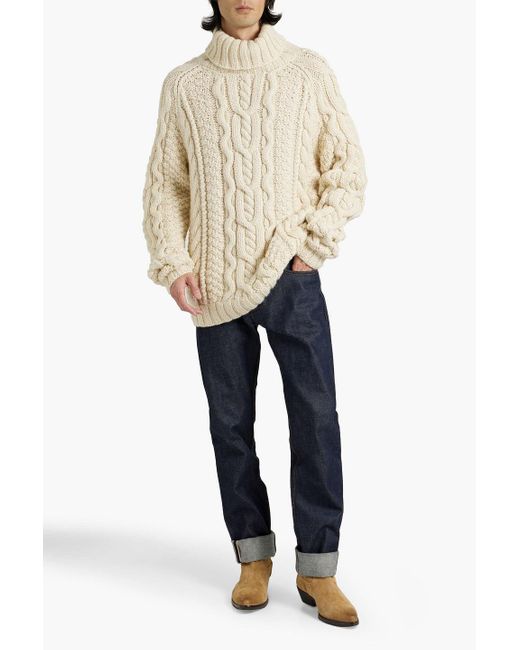 Dolce & Gabbana Natural Oversized Cable-knit Wool And Alpaca-blend Turtleneck Sweater for men