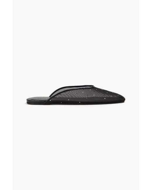 Magda Butrym Black Crystal-embellished Mesh Slippers