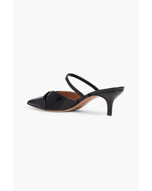 Malone Souliers Black Frankie Croc-Effect Leather Mules