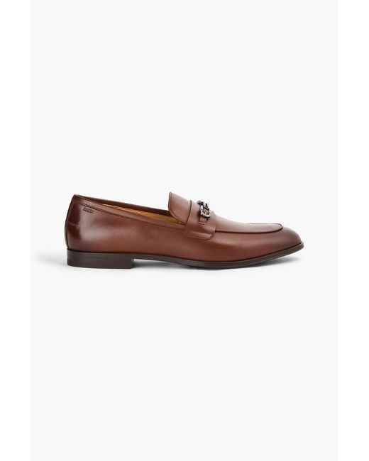 Bally Brown Westro Embellished Glossed-Leather Loafers for men
