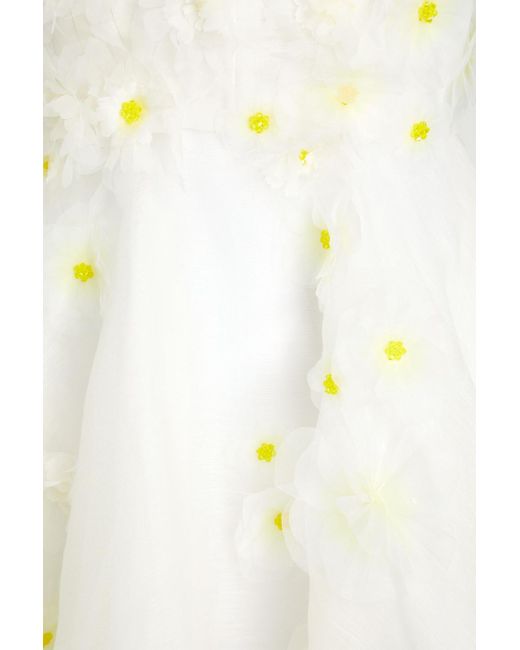 Zimmermann White Floral-appliquéd Linen And Silk-blend Mini Dress