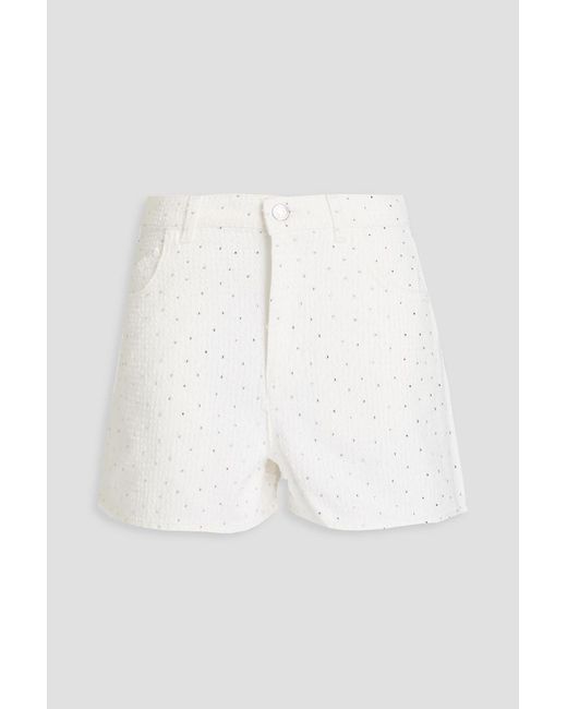 Maje White Embellished Fil Coupé Denim Shorts