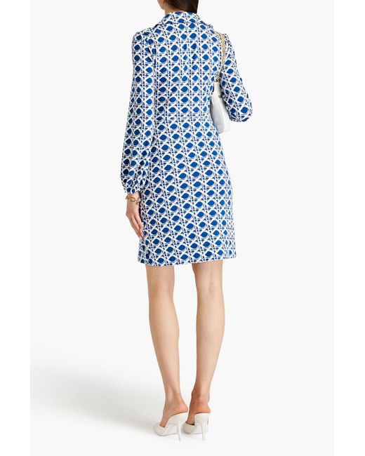 Diane von Furstenberg Blue Chuck bedrucktes minikleid aus jersey mit twist-detail
