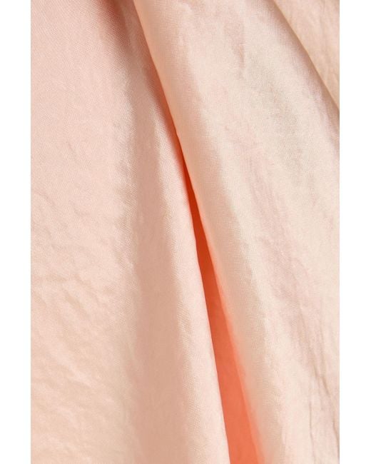 Vince Pink Crinkled-Satin Midi Skirt