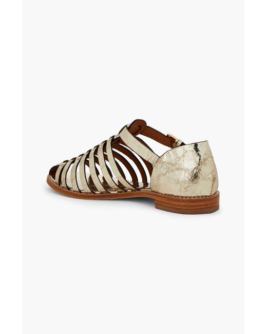 Tory Burch Metallic Cracked-leather Sandals
