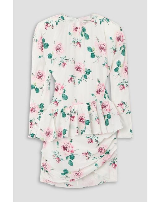 Alessandra Rich Gray Ruffled Silk-crepe Mini Dress