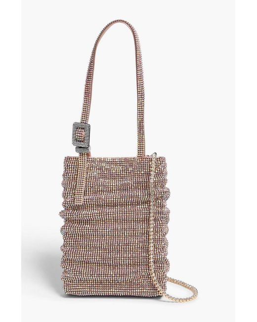 Benedetta Bruzziches Pink Lollo La Petite Draped Crystal-Embellished Chainmail Tote