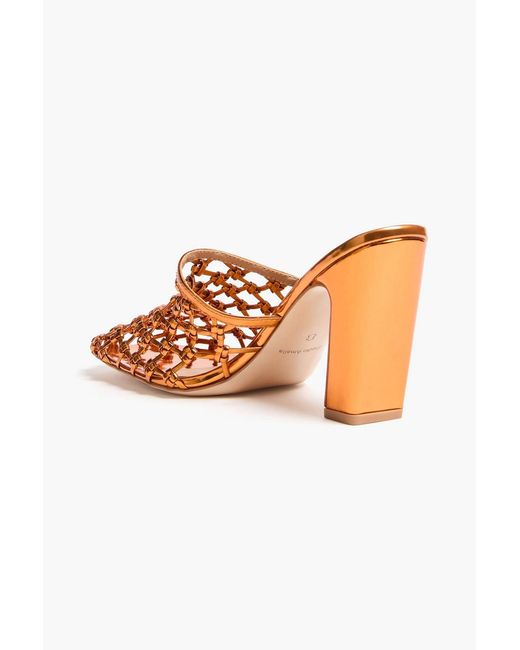 STUDIO AMELIA White Silas 90 Woven Mirrored Mules