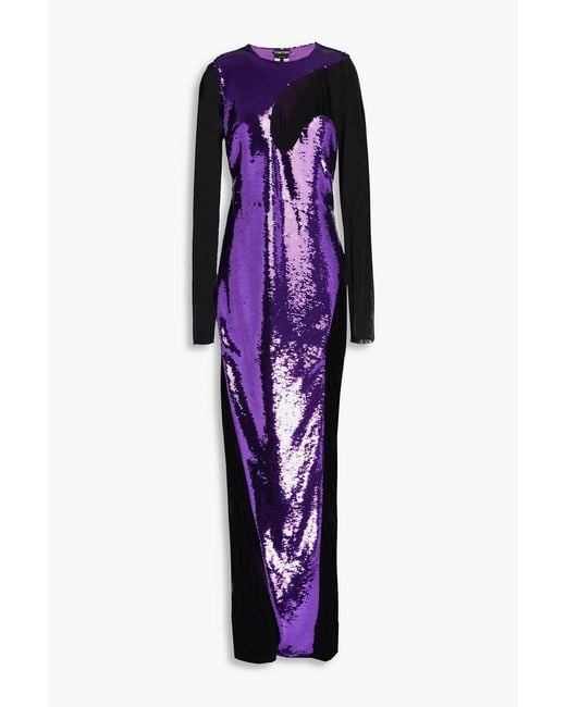 Tom Ford Purple Sequined Jersey Gown