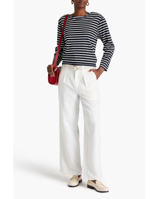 Alex Mill White Madeline Pleated Linen, Lyocell And Cotton-blend Twill Wide-leg Pants