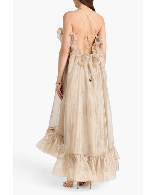 Zimmermann Natural Ruffled Organza Gown