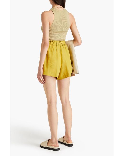 Casa Raki Yellow Emilia Linen Shorts