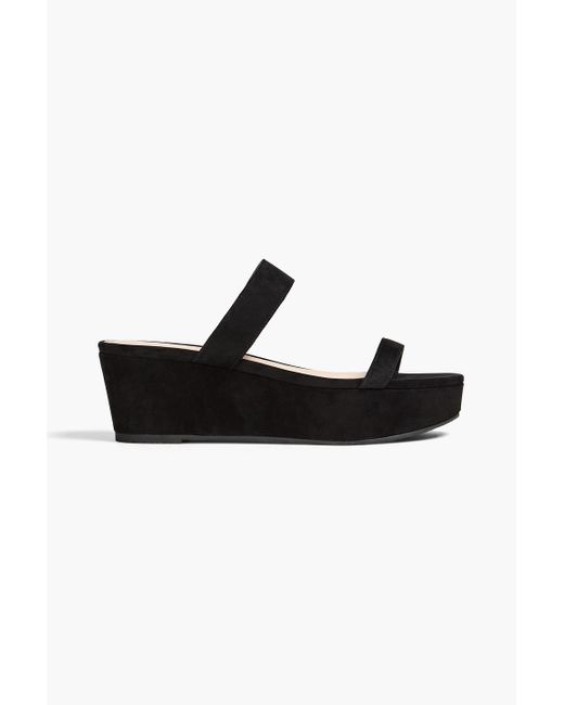 Stuart Weitzman Black Suede Platform Mules
