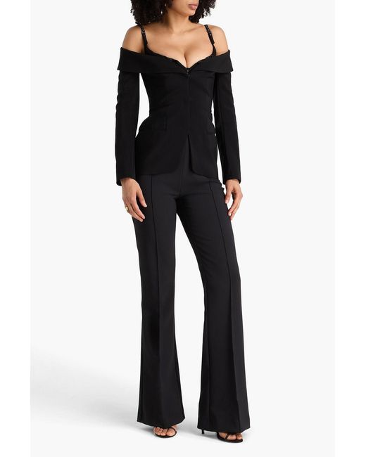 Mugler Black Cold-Shoulder Twill Jacket