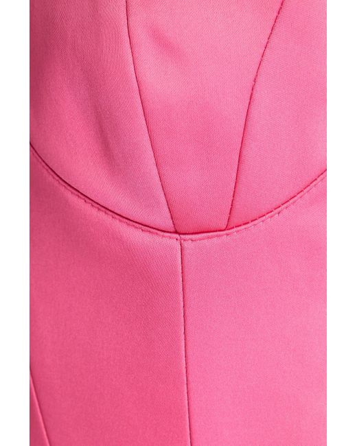Rasario Pink Lace-up Twill Maxi Dress
