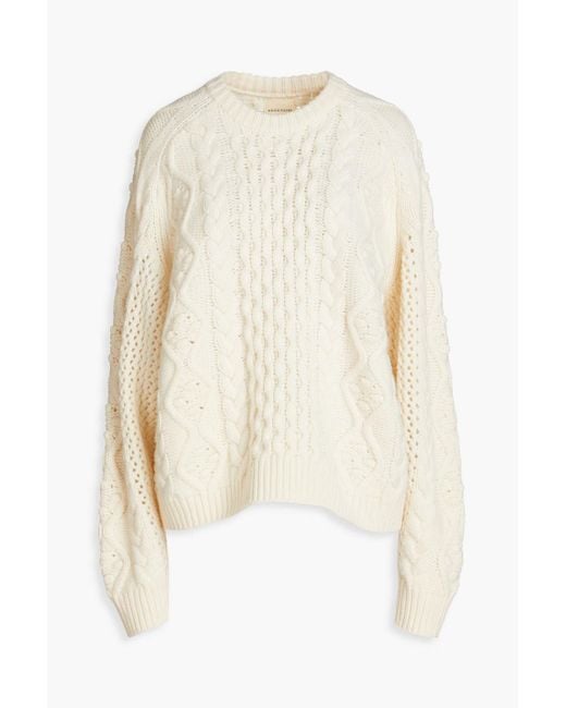 Loulou de Saison White Cable-knit Wool And Cashmere-blend Sweater