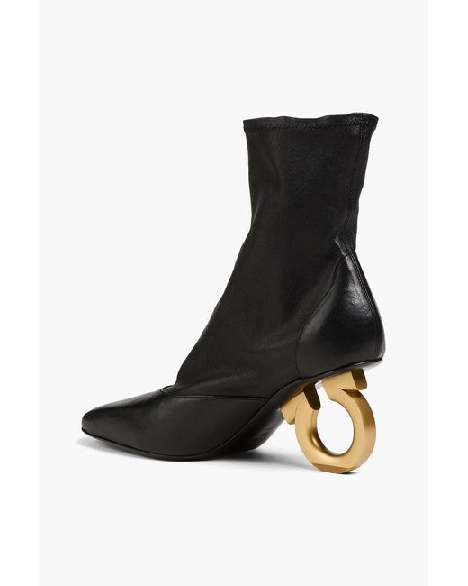 Ferragamo Black Adhar Leather Ankle Boots