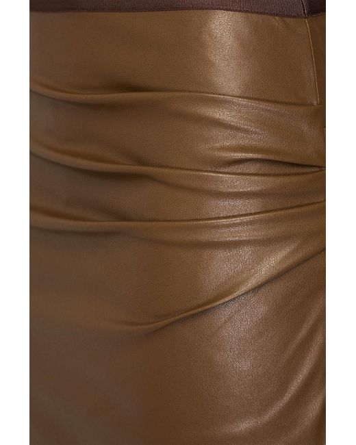 Helmut Lang Brown Ruched Faux Leather Mini Skirt