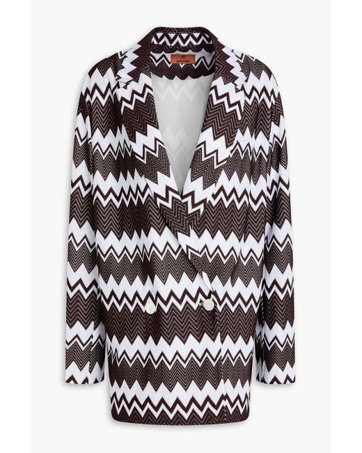 Missoni Black Double-breasted Crochet-knit Blazer