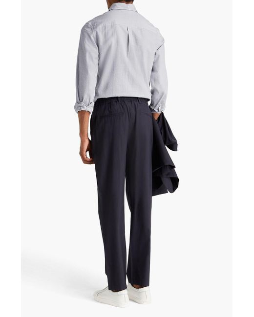 Dunhill White Checked Cotton-seersucker Shirt for men