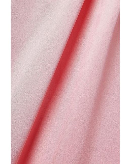 Adam Lippes Pink Pleated Silk-Charmeuse Wide-Leg Pants