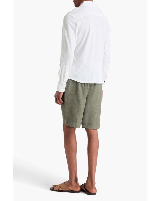 Frescobol Carioca White Cotton And Linen-Blend Jersey Shirt for men