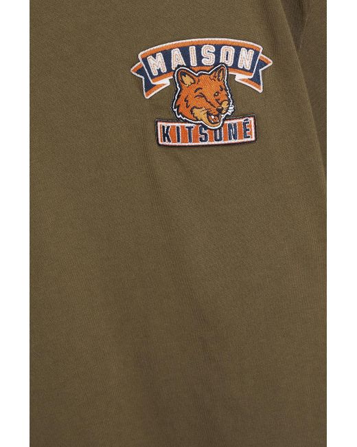 Maison Kitsuné Green Appliquéd Cotton-jersey T-shirt for men