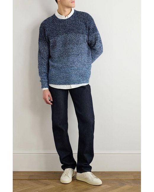 Etro Blue Degradé Cotton-Jacquard Sweater for men