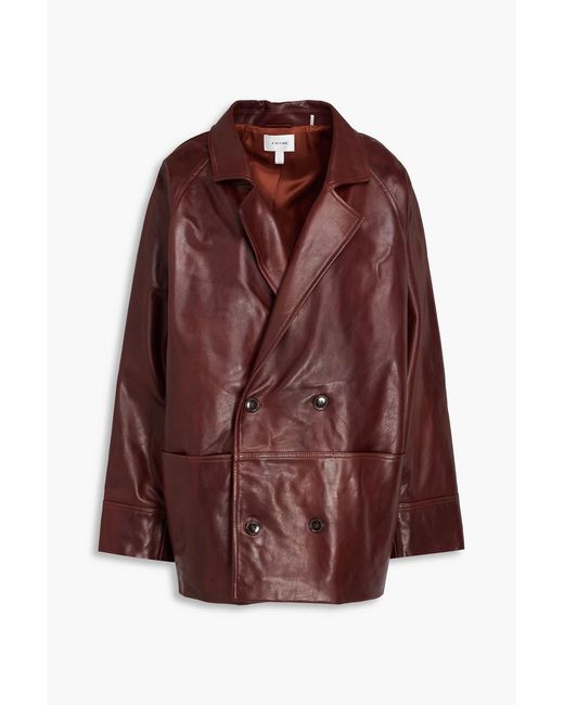 FRAME Brown Double-Breasted Leather Jacket