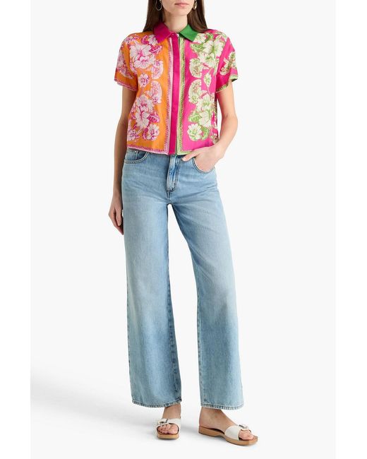 Farm Rio Pink Floral-print Cotton Shirt