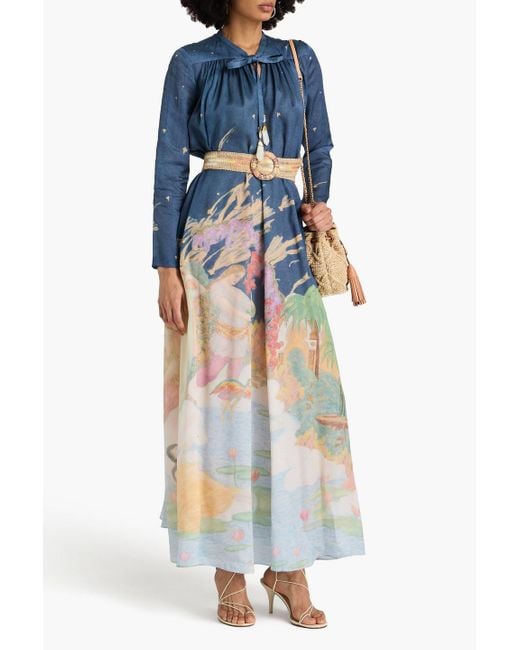 Zimmermann Blue Printed Silk Maxi Dress