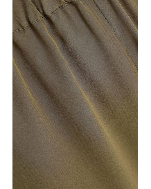 Max Mara Green Zigano Silk Crepe De Chine Wide-leg Pants