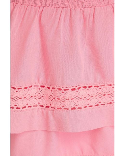 Melissa Odabash Pink Georgie Crocheted Lace-trimmed Voile Mini Dress