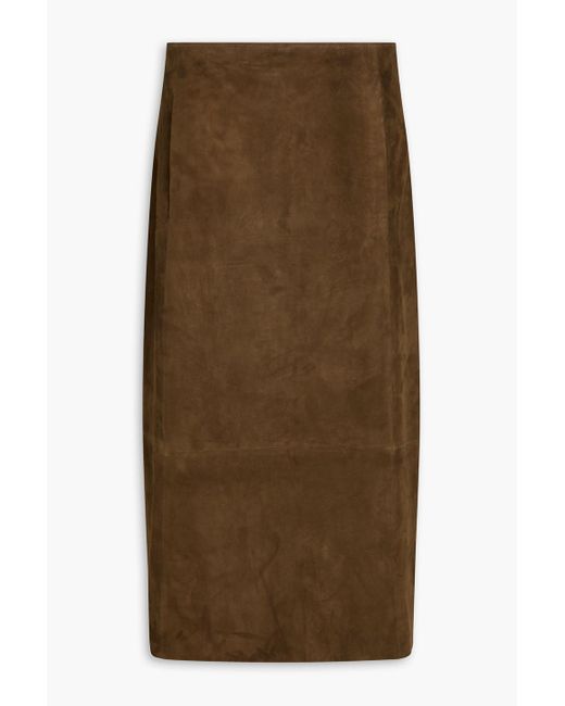 Vince Brown Suede Midi Skirt