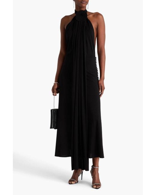 Magda Butrym Black Draped Jersey Halterneck Maxi Dress