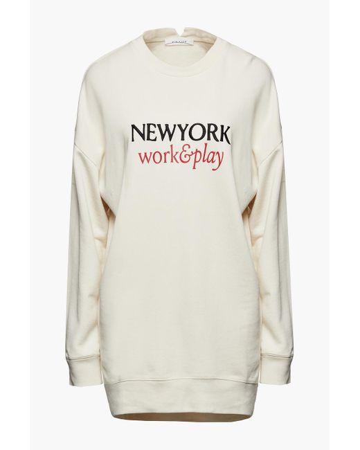 FRAME White Embroidered Printed Organic Pima Cotton-fleece Sweatshirt