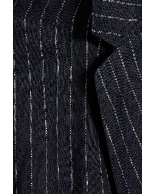 Brunello Cucinelli Blue Blazer aus einer baumwollmischung in metallic-optik mit nadelstreifen