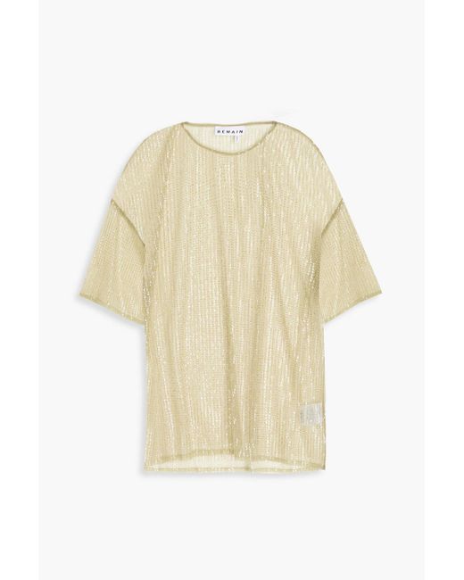 REMAIN Birger Christensen White Oversized Sequined Tulle Top
