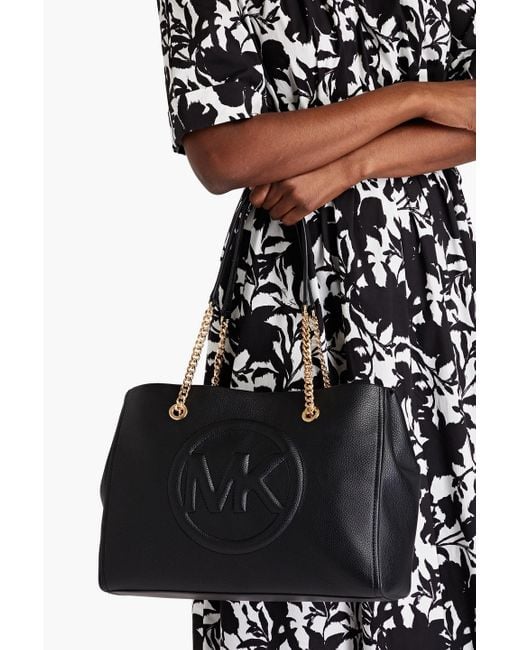 MICHAEL Michael Kors Black Brynn Faux Textured-leather Tote