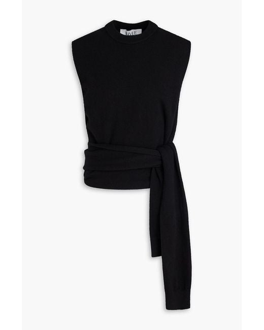 Rohe Black Cutout Knotted Merino Wool-blend Top