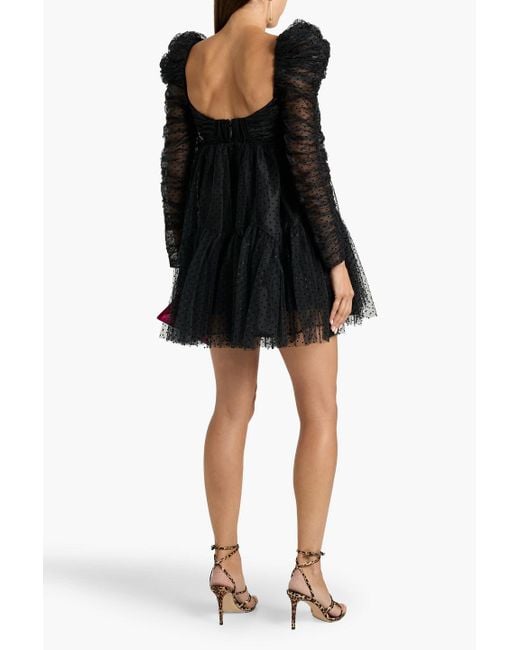 Zimmermann Black Polka-Dot Flocked Tulle Mini Dress