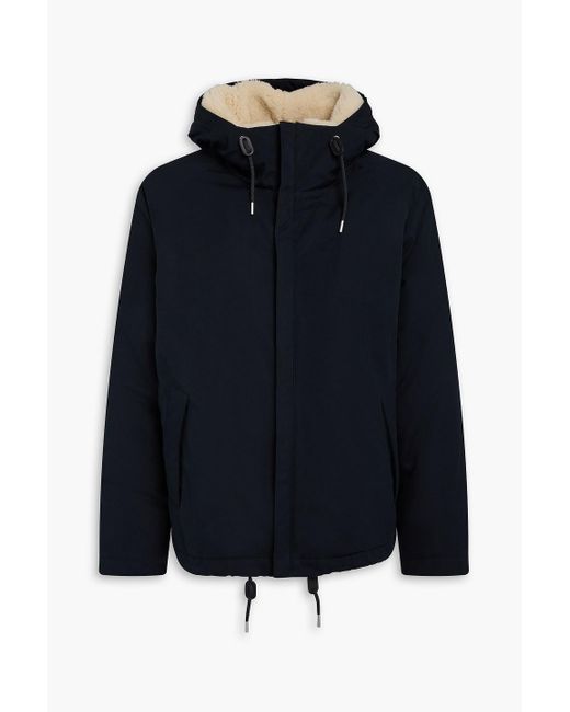 Sandro Blue Shearling-trimmed Cotton Hooded Parka for men