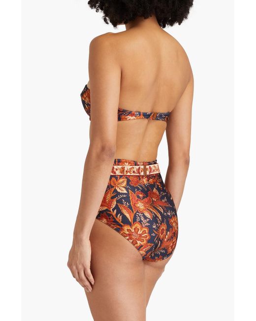 Zimmermann White Belted Floral-Print High-Rise Bikini Briefs
