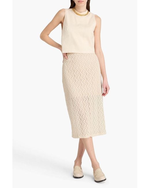 Sandro Natural Cropped Embellished Linen-blend Twill Top